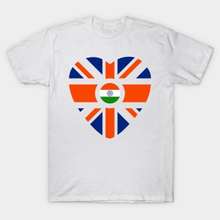 British Indian Multinational Patriot Flag Series (Heart) T-Shirt